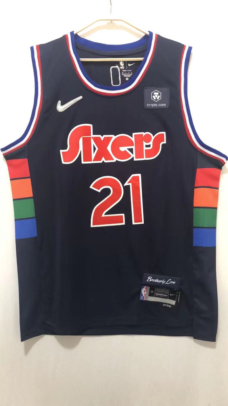 2022 NBA Men Philadelphia 76ers #21 Embiid blue City Edition Game Nike Jerseys